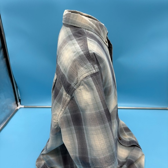 Carhartt Men’s Relaxed Casual Button Down Shirt Gray and White 2XL - Picture 4 of 13